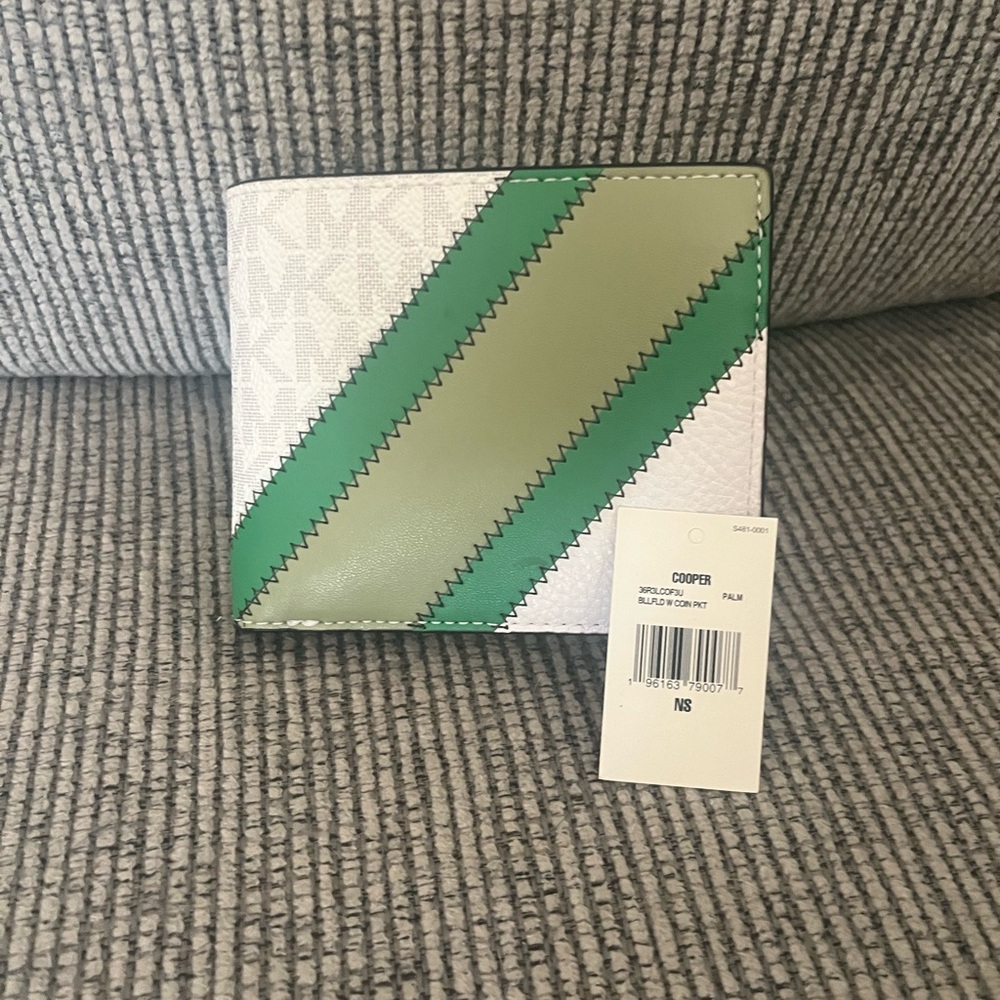 Michael Kors White and Gray green Monogram Wallet